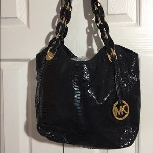Michael Kors Black Snake-Skin Print Purse